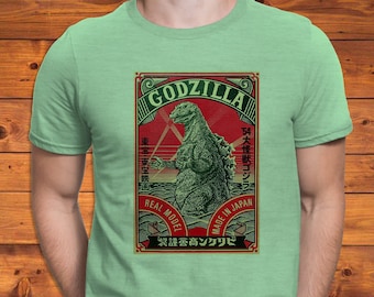 Vintage Style &quot;Godzilla&quot; Inspired by Japanese Poster Retro Tee