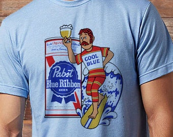 Vintage Cool Blue Surfer Design T-shirt