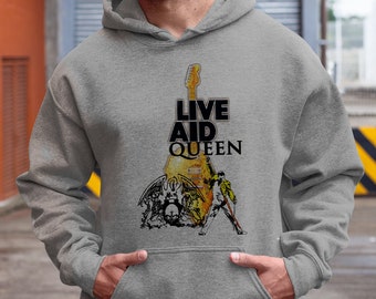 Pullover Hoodie Sweatshirt Unofficial Live AID Concert Inspired Queen  Poster Design