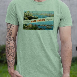 Retro Postkarte San Pedro California Vintage Design T-Shirt Original Tee
