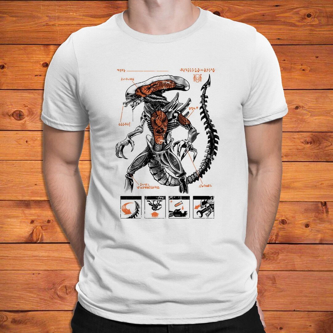 Vintage Style Alien Movie Anatomy Inspired by Japanese Illustration