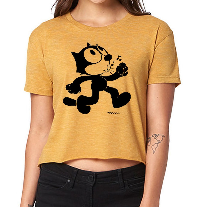 Vintage Felix The Cat Women/'s Retro Aesthetic Cali Crop Top