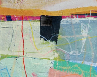 Abstract Expressionist Landscape Acrylic and Mixed Media Painting on Canvas
