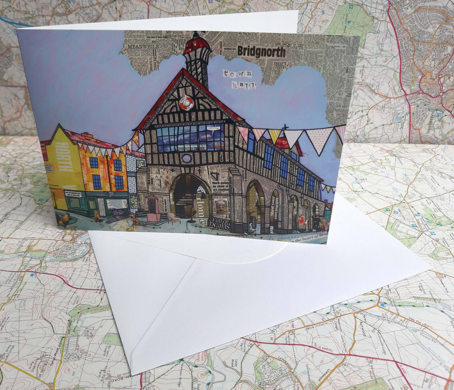 Town Hall With Foxes Greetings Card Bridgnorth Shropshire Etsy