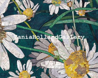 Big Daisies Giclee Print from an Original Collage On Canvas