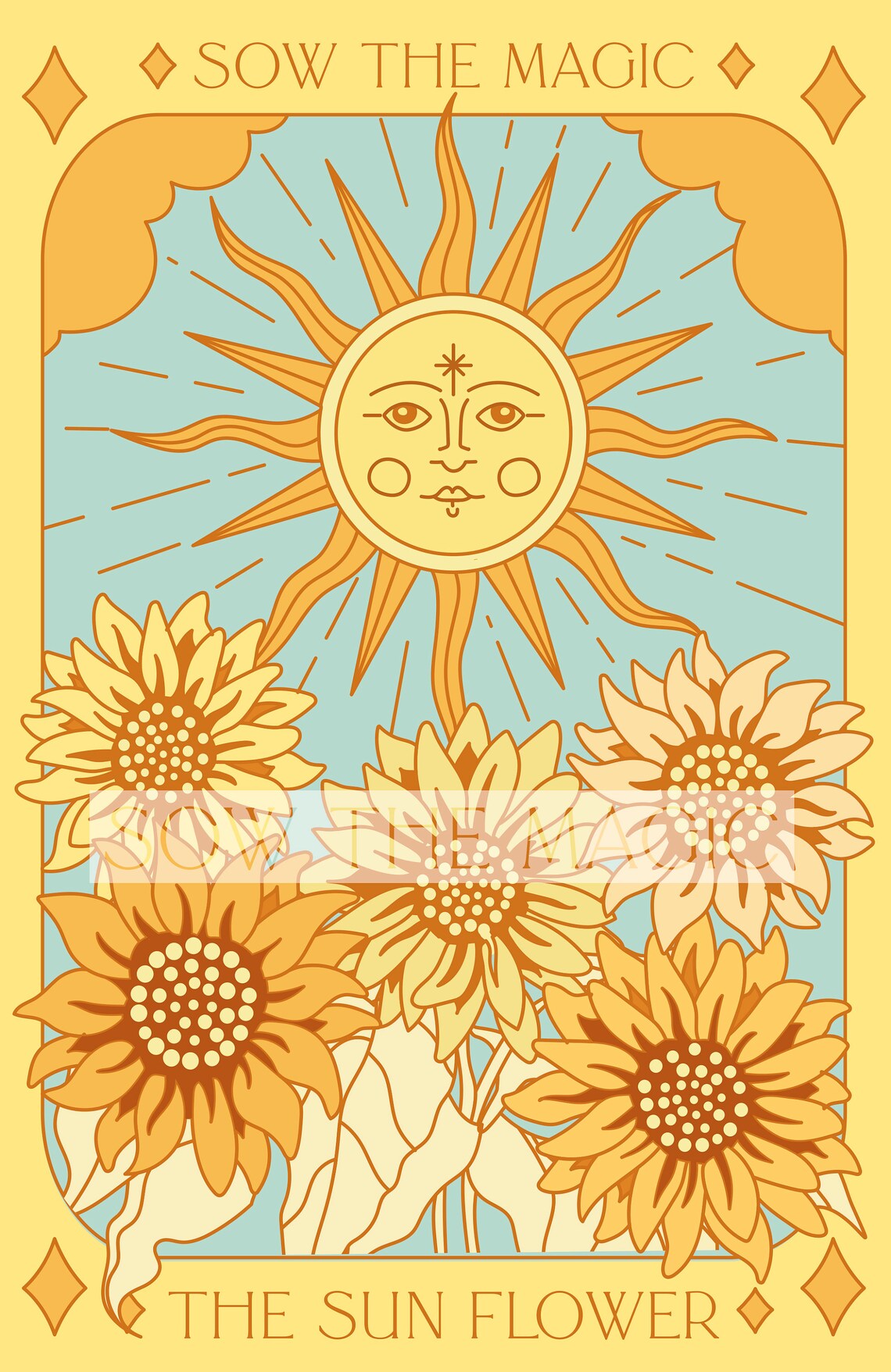 The Sunflower Digital Image Tarot Flowers Seed Packet Garden Etsy