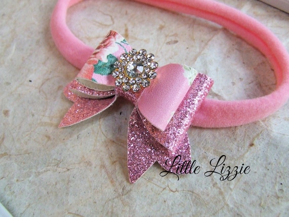 Pretty in Pink Glitter Bow Headband