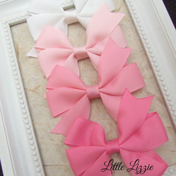 Classic Pinwheel Hair Bows, Hair Clips For Baby, BEST SELLER, Pink , White, Hair Bow Clips, Toddler Girl, Girl Hair Clips, Teen Hair Clips