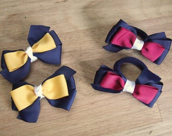 School Bows, Layered Pinwheel Bows, Hair Ties or clips, Made to Order, School Hair Accessories