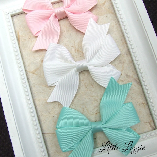 Classic Pinwheel Hair Bows, Pastel Bow Clips