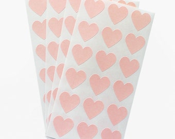 Pastel pink heart sticker seals - set of 54