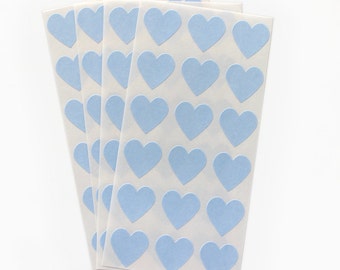 Pastel blue heart sticker seals - set of 54