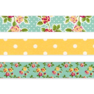 Colte turquoise roses washi tape sampler set - 3 metres (3 yards)