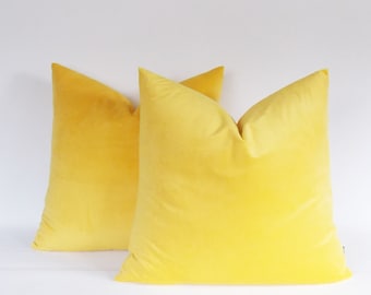 Set of 2/ Velvet Cotton Yellow Pillow Covers/Decotative Throw Pillows/ All Size/ Hot Yellow Velvet Pillow/12,14,16,18,20,22,24,26,28,30 inch