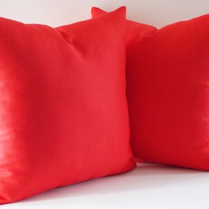 Set 2 / Red Linen Pillows, Cushion Cover, Decorative Throw Pillows, Modern Pillow,Red Shams,All Sizes