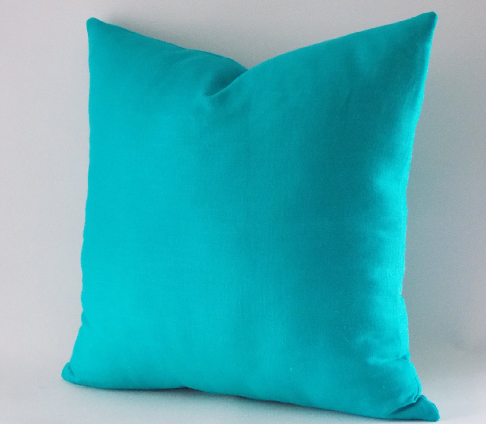 Turquoise Linen Pillow Cover Cushion Cover Decorative Throw Etsy