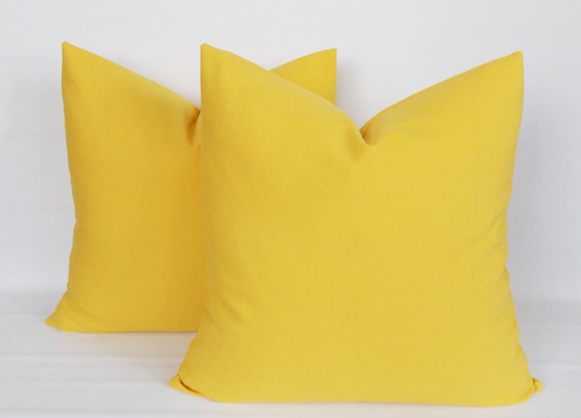 SET 2/ Solid Yellow Pillowyellow Decorative Pillow Yellow Etsy