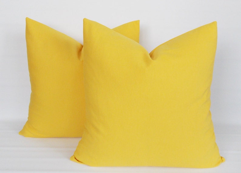 SET 2/ Solid Yellow Pillowyellow Decorative Pillow Yellow Etsy