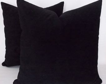 Set of 2 / Velvet Cotton Black Pillow Covers / Decorative Luxury Pillow Covers / Throw Black Velvet Pillow All Size