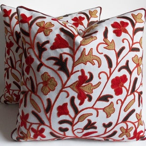 Set of 2 / Pillow covers,Throw pillow Decorative pillow cover 18''x18'' (45 cm x 45 cm) Embroidered