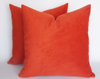 2er Set Orange Samtkissenbezüge: Modernes Dekokissen (45 cm)
