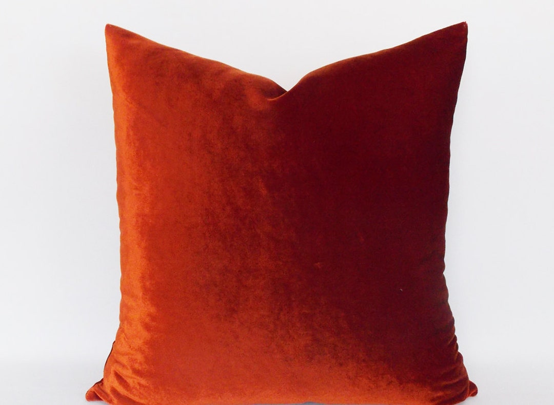 Velvet Solid Brick Red Pillow Covers / Decorative Velvet Pillow Cover