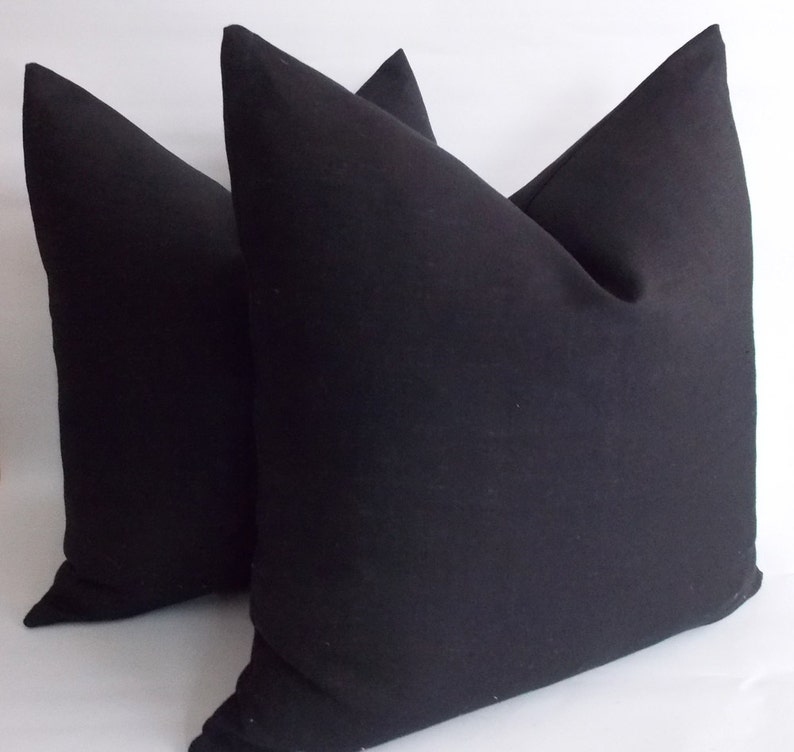 Set of 2 / Black Linen Pillow / Linen Pillow Cover / Decorative Linen Pillow / Throw Pillow Linen 12,14,16,18,20,22,23,24,26,28,30 image 2