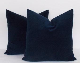 Set of 2 / Velvet Solid Navy Pillow/Throw Navy pillow/Velvet Pillow cover/Velvet Cotton Navy Pillows/12,14,16,18,20,22,24,26,28,30 inch