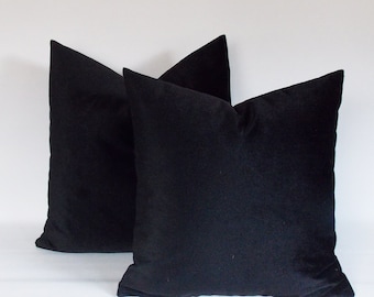 SET 2/ Velvet Black Pillow cover,Decorative pillow,Throw pillow,16,18,20,22,24,26,28,30.... inches