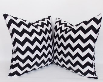 Black and White Chevron Pillow Cover Set: Zig Zag Home Decor