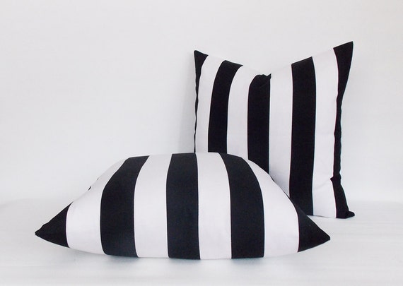 2 Pcs Black White Striped Decorative Pillow Cover Throw Etsy