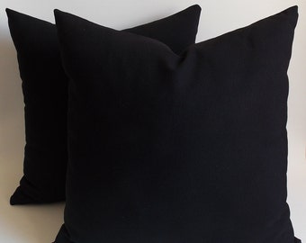 SET 2/ Black pillow, Black Decorative pillow, Black Throw pillow, Solid Black Pillow Cover, 14,16,18,20,22,24,26,28,30,32 inch