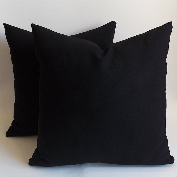 SET 2/ Black pillow, Black Decorative pillow, Black Throw pillow, Solid Black Pillow Cover, 14,16,18,20,22,24,26,28,30,32 inch