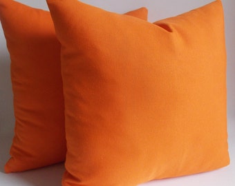 SET 2 / Orange Pillow Covers / Solid Orange Decorative Pillow Cover / Coton Throw Pillow,Pillow Cover / Cotton Canvas Blend