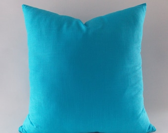 Turquoise Blue Linen Pillows, Cushion Cover, Decorative Throw Pillow, Modern Pillow, 12,14,16,18,20,22,24,26,28,30 inch