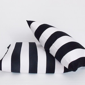 Black and White Striped Pillow Cover Set - Cotton Canvas, All Sizes