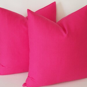 SET OF 2 / Hot Pink Linen Pillow, Decorative pillow cover, Throw Pillow 16,18,20,22,24,26,28,30 inches Pillow cower image 2
