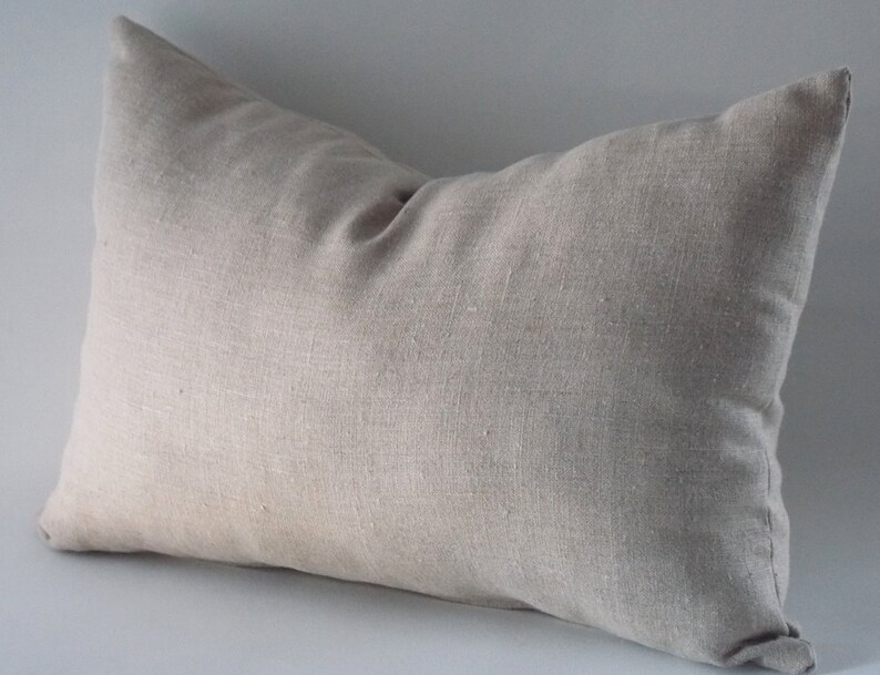 Natural Linen Lumbar Pillow Covers, Cushion Linen Cover, Decorative Lumbar Pillow Cover image 3