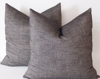 Black Linen Pillow Cover Set Cut Blac Decorative Cushion