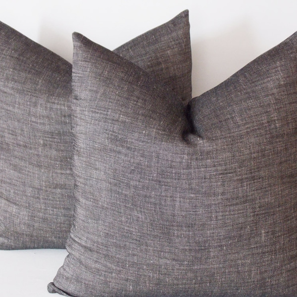 Black Linen Pillow Etsy