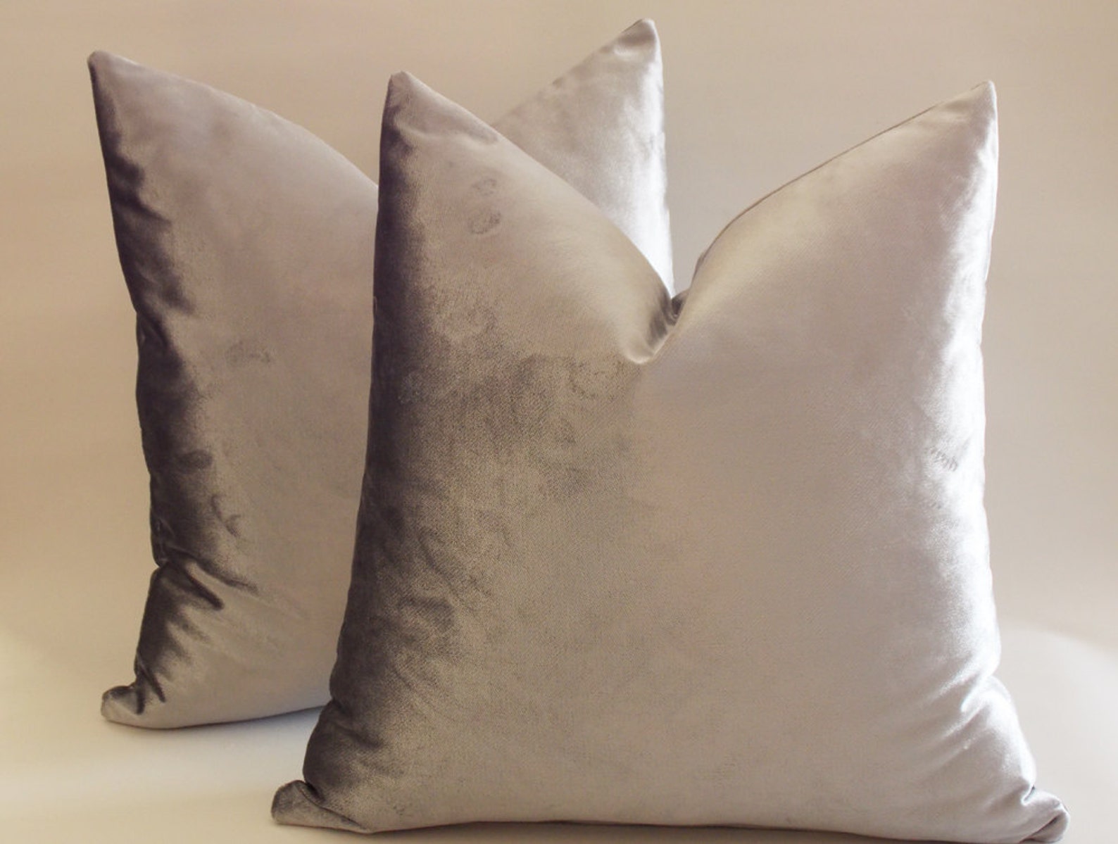 Set of 2 / Solid Silver Velvet Pillow Covers / Decorative Etsy