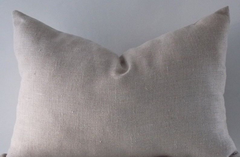 Natural Linen Lumbar Pillow Covers, Cushion Linen Cover, Decorative Lumbar Pillow Cover image 2