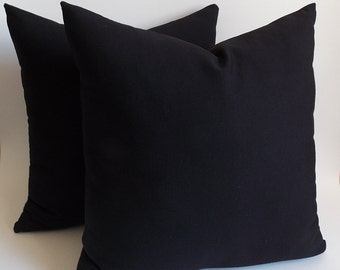 SET 2/ Dark Black pillow, Cushion Covers,Decorative pillow,Throw pillow, Dark Black Pillow Cover  Cotton Canvas Blend