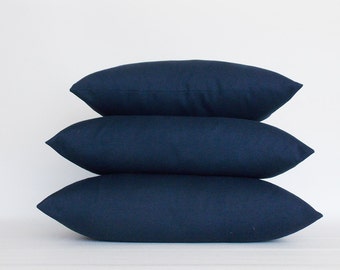 Navy Blue Linen Pillow Cover: Decorative Throw Cushion, All Sizes