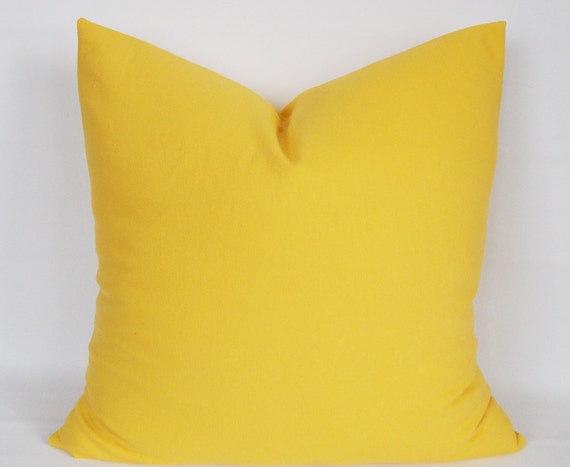 Solid Yellow Pillow Cover: Cotton Canvas Blend, Decorative Throw Pillow