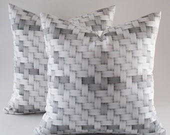 Grey White Decorative Pillows, Throw Pillow, Cushion Cover, Cotton Pillow Caver,16,18,20,22 inch