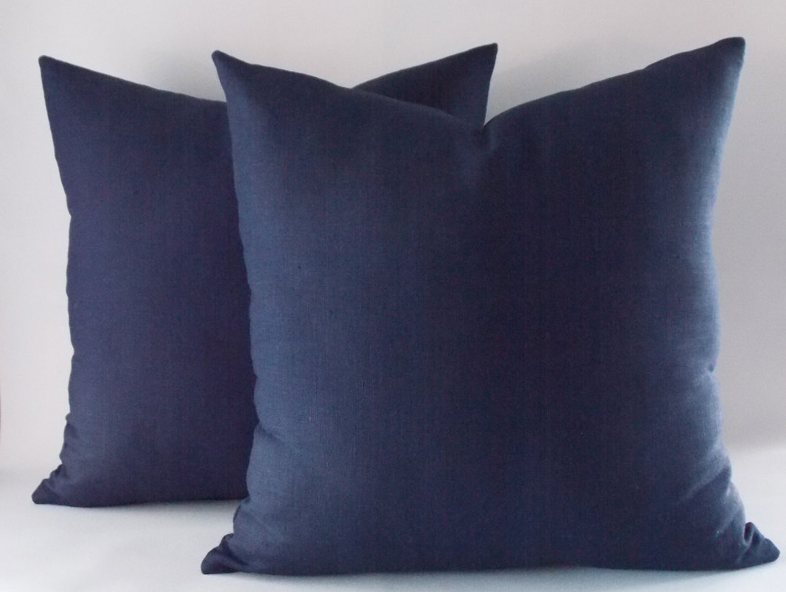 Set of 2 Navy Linen Pillow Cover Cushion Cover Decorative Etsy