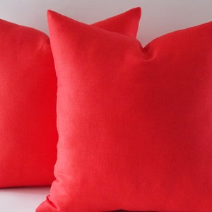 Set 2 / Red Linen Pillows, Cushion Cover, Decorative Throw Pillows, Modern Pillow,Red Shams