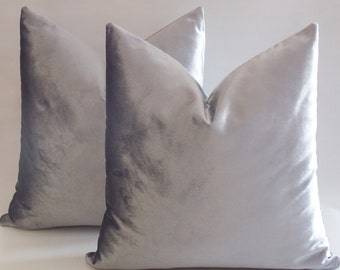 Set Of 2 / Solid Silver Velvet Pillow Covers / Decorative Silver Velvet Pillows / Silver Throw Pillows /12,14,16,18,20,22,24,26,28,30 inches