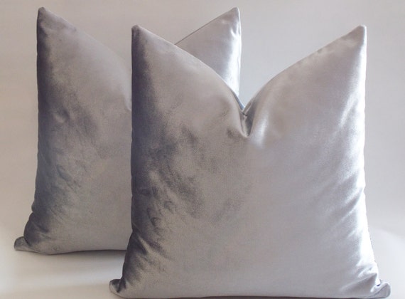 Solid Silver Velvet Pillow Covers Gray Velvet Pillow Cover Throw Pillows